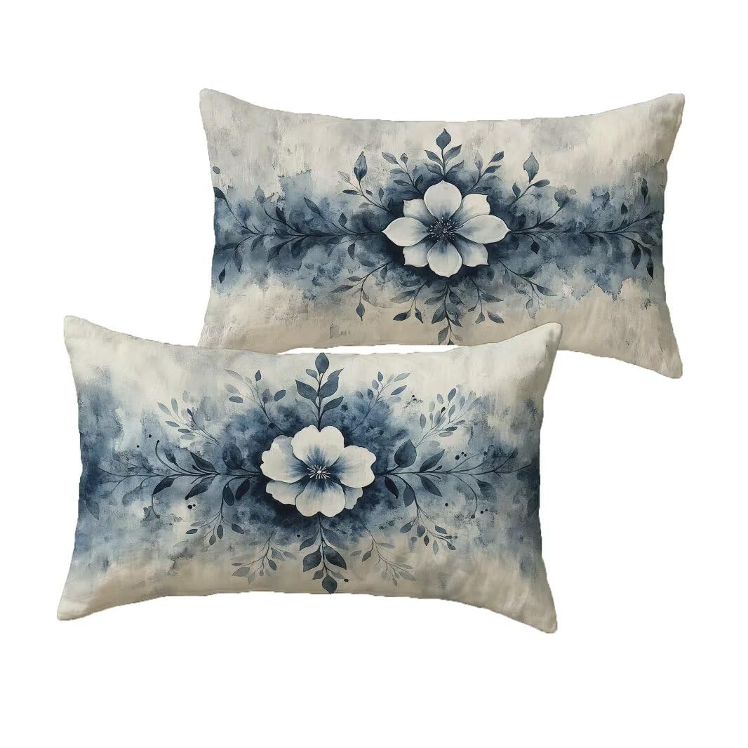 Housse de coussin 40x60 avec fermeture éclair cachée en lin gris imperméable