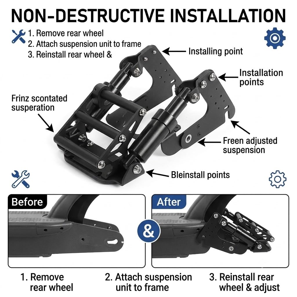 Hinterrad Federung Stoßdämpfer Set, Passend für Ninebot MAX G30 E-Scooter