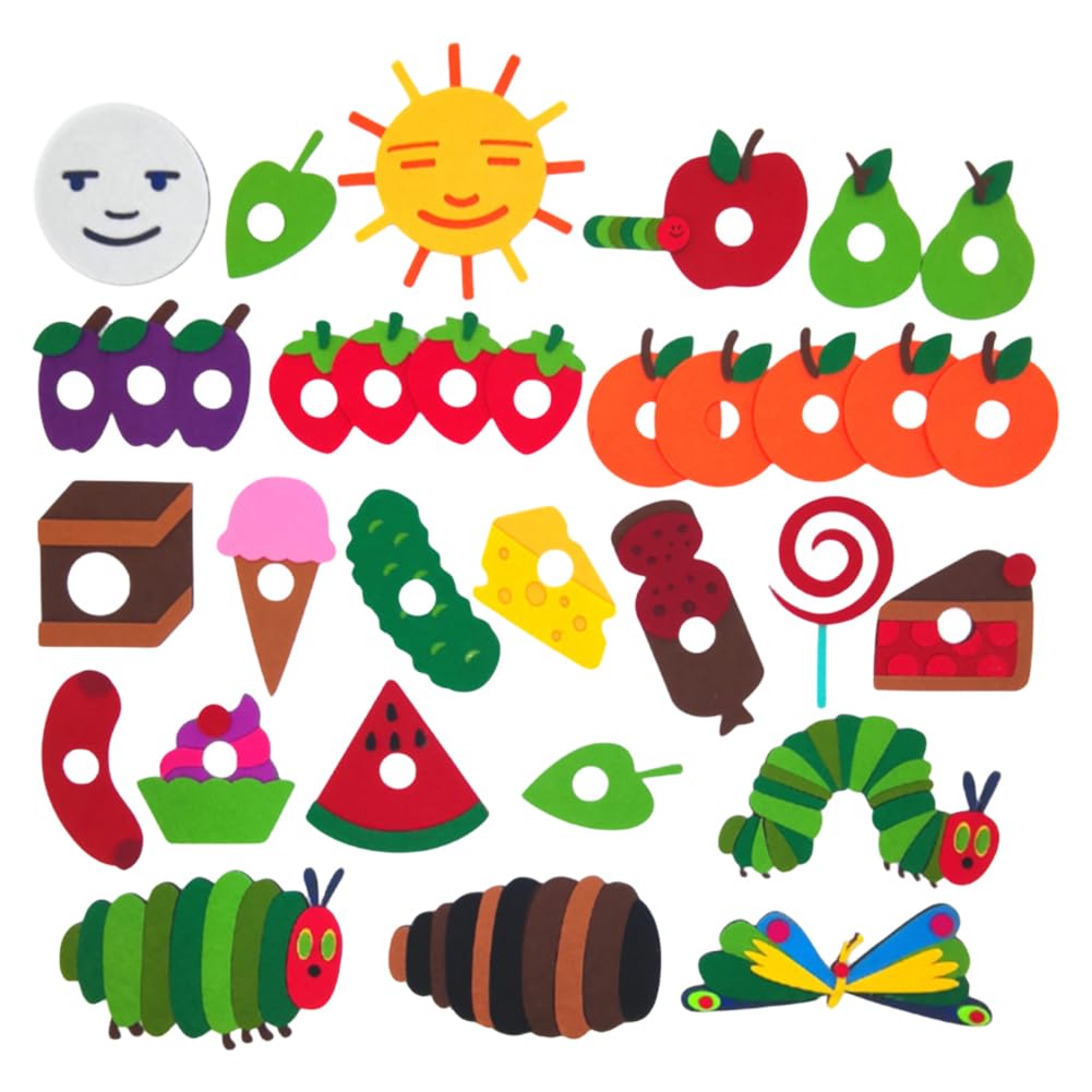 Kexpery Hungry Toy Hungry Performance Props Felt English Picture Books Teaching Aids Interactive Teaching Very Hungry Activity Toy Preschool Arts and Crafts fo