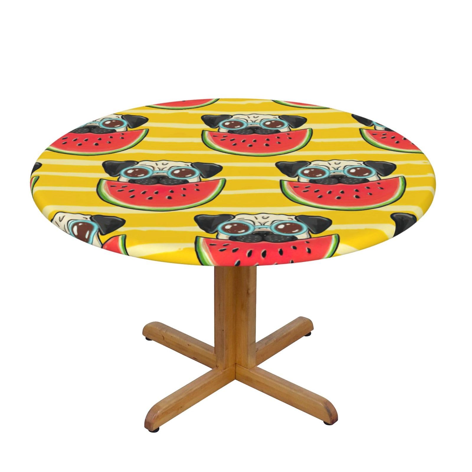 Funny French Bullfighting Watermelon Print Wipe Clean Oval Tablecloth Stain-Resistant Dining Table Accessories Table Protector For Home