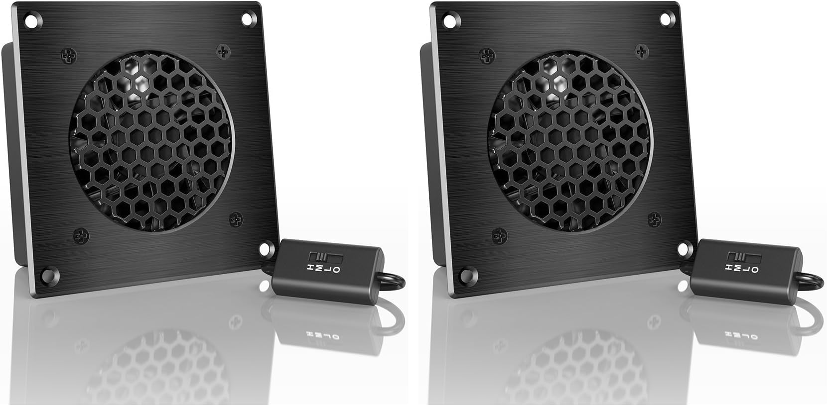 AIRPLATE S1, Quiet Cooling Fan System 4" with Speed Control, for Home Theater AV Cabinets (Pack of 2)