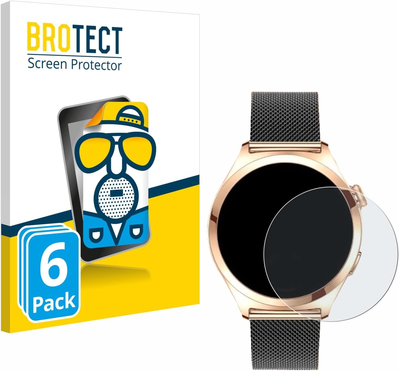 brotect Screen Protector Anti-Glare Compatible with Niolina Smartwatch 1.27" (6 Pack) Screen Protector Matte, Anti-Fingerprint Protection Film