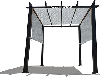 Alion Home Custom HDPE Permeable Canopy Sun Shade Cover Replacement with Rod Pockets for Pergola (16' x 9', Grey)