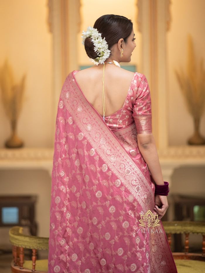 Image of C J Enterprise Women's Pure Kanjivaram Soft Silk Saree Banarasi Style Sarees For Wedding With Blouse Piece (Pari-165)