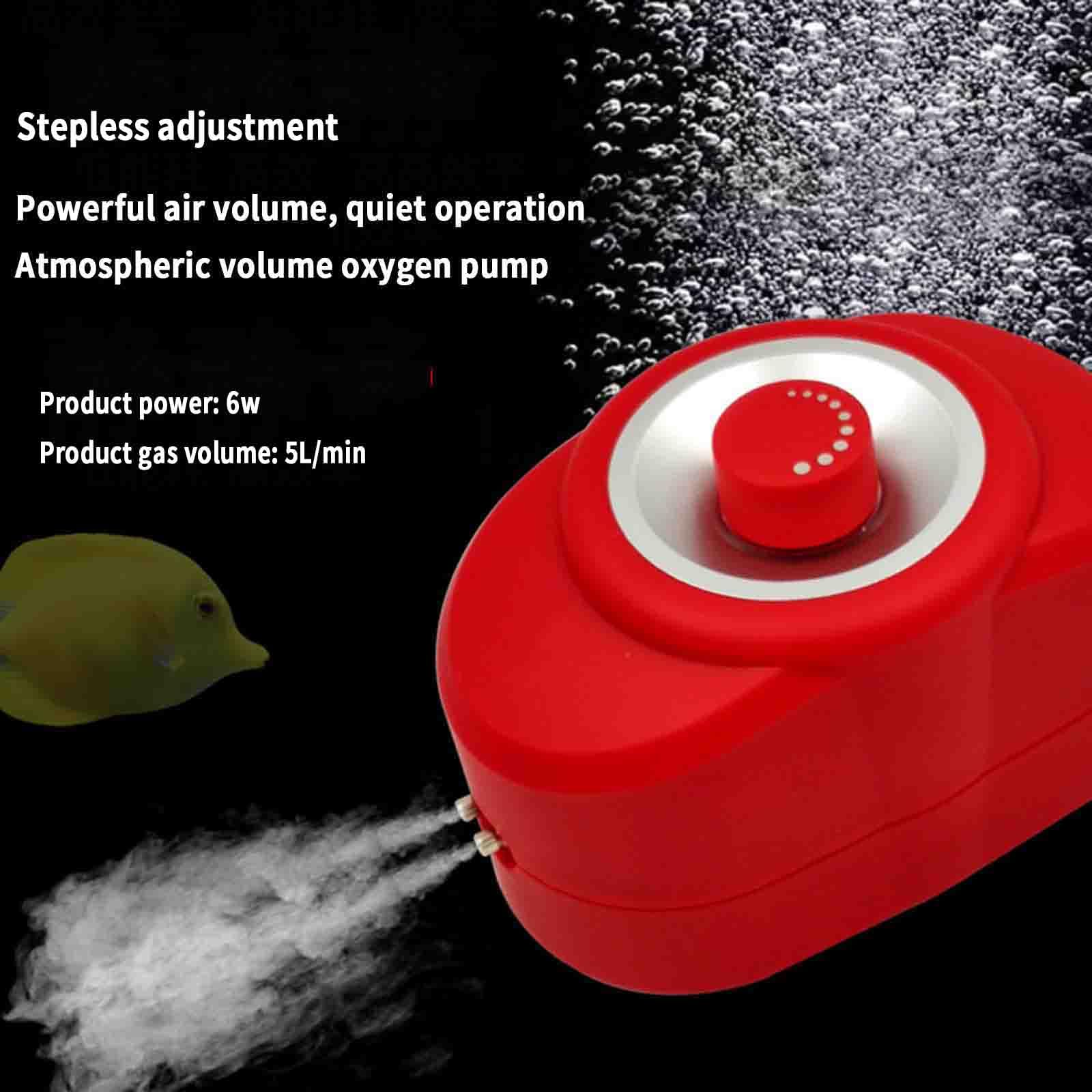 JUSHZ Pompe d'Aria Pompa Acqua Pompa Acquario Ossigenatore Acquario Aeratore Mini Giardino Silenzioso per Laghetto per Pesci Silenzioso Piccolo (6w,Red)