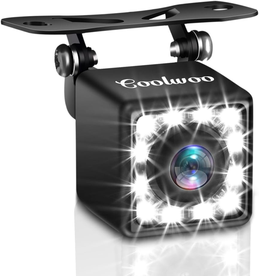 Backup Camera for Car, 175º Wide Angle Easy Install HD Rear View Back Up Waterproof Cam with 12 LED Nigh Vision Lights, for All Cars