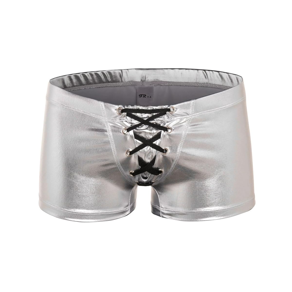 panteasy PANTEAZY Men’s Metallic Silver Color Boxer Trunks with Lace-Up Front – Stylish Underwear-picture-10