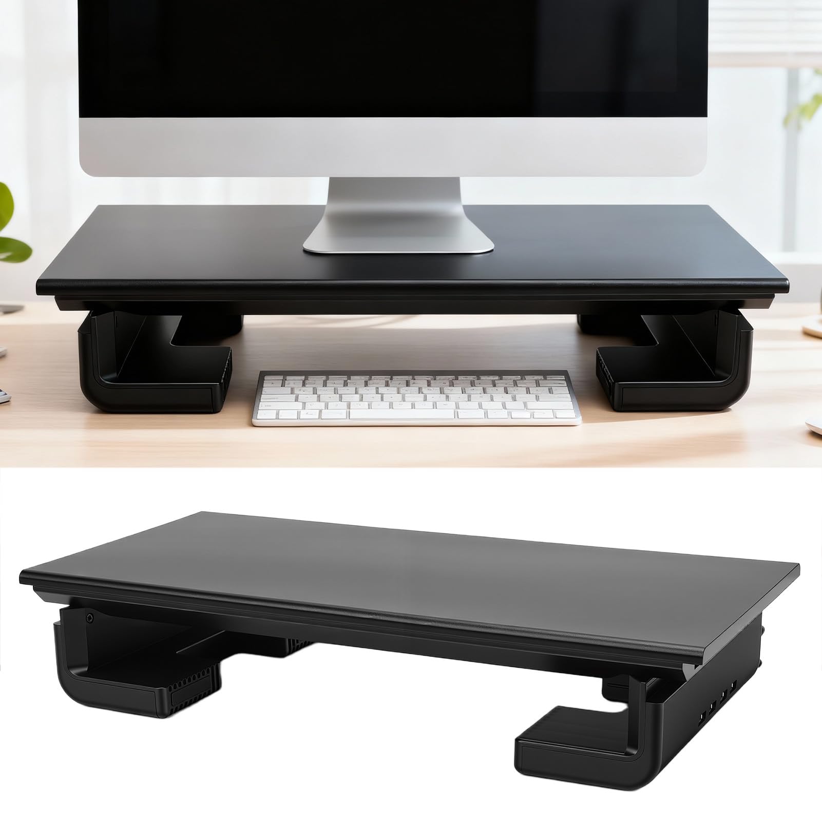 Cuifati Stojak na Komputer, Ergonomiczna, Regulowana Podstawka Pod Monitor z Portem USB 2.0 i Nóżkami Antypoślizgowymi, do Laptopów, Telewizorów, Drukarek i Wyświetlaczy