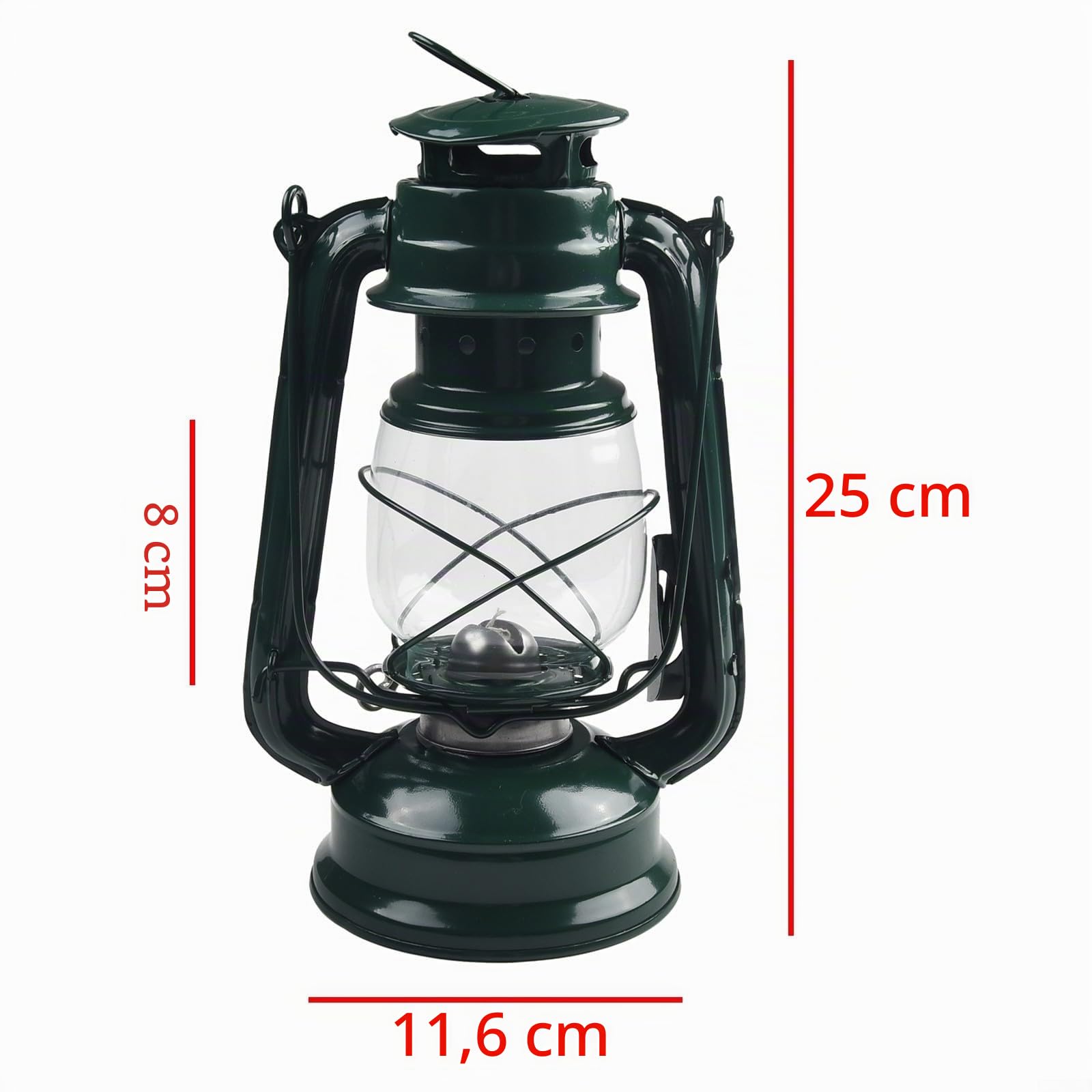 Lámparas de queroseno retro, lámpara de aceite vintage con asa, lámpara de aceite, linternas de mesa para el hogar, jardín, camping, citronela (verde-25 cm)