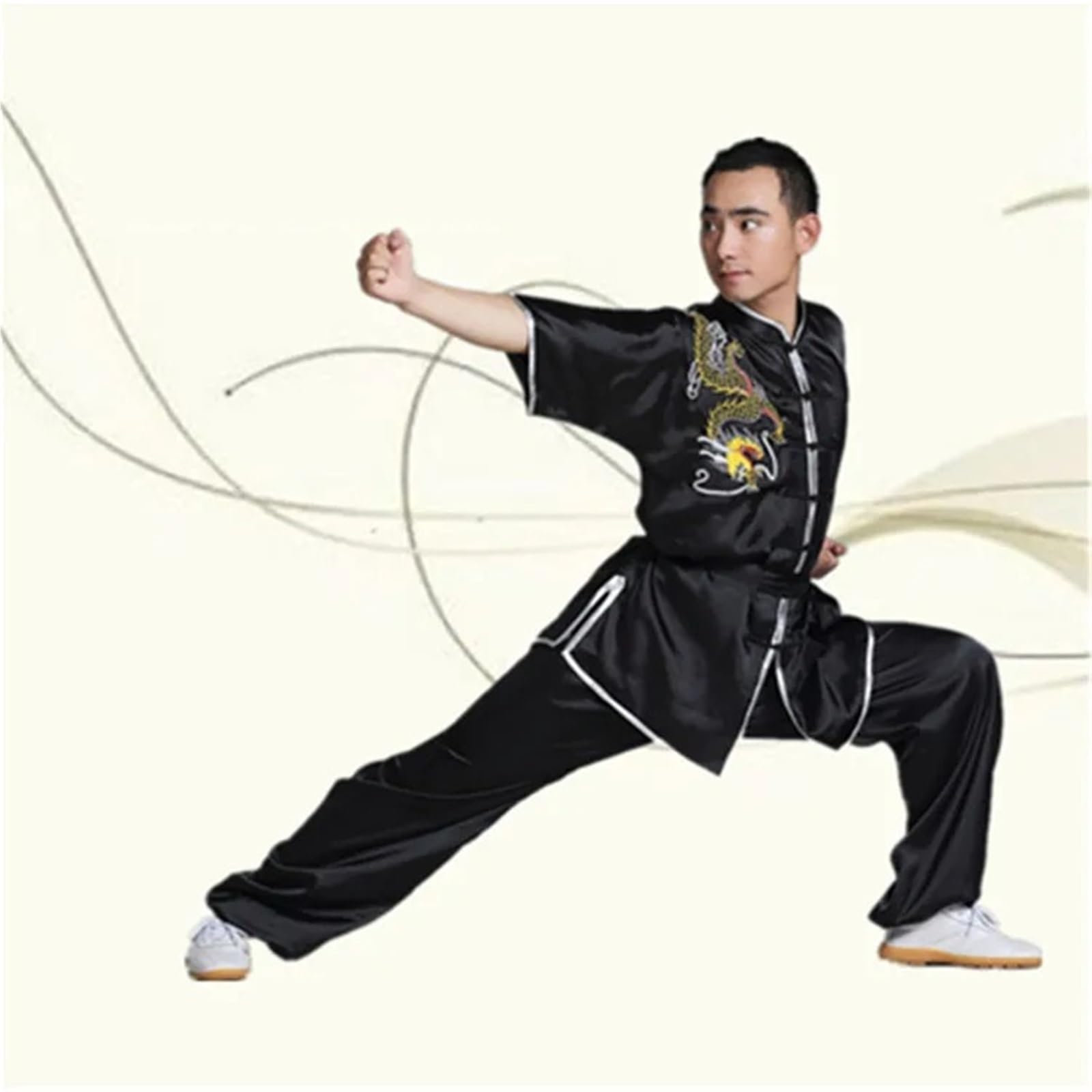 Wushu-Uniform, Kungfu-Kostüm, Kampfsport-Anzug, Kleidung, Drachenstickerei, for Männer, Frauen, Jungen, Mädchen, 125–185 cm Unisex Kung Fu Uniform(Red,155-165cm)