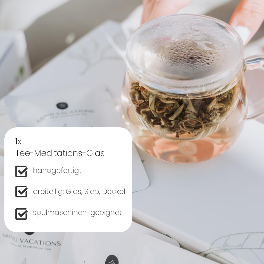 TEA MEDITATION BOX | Geschenk-Set | Entspannung für Körper & Geist | Inhalt: 10 x geführte Teemeditation, 10x Bio-Tee, 1x Meditationsglas