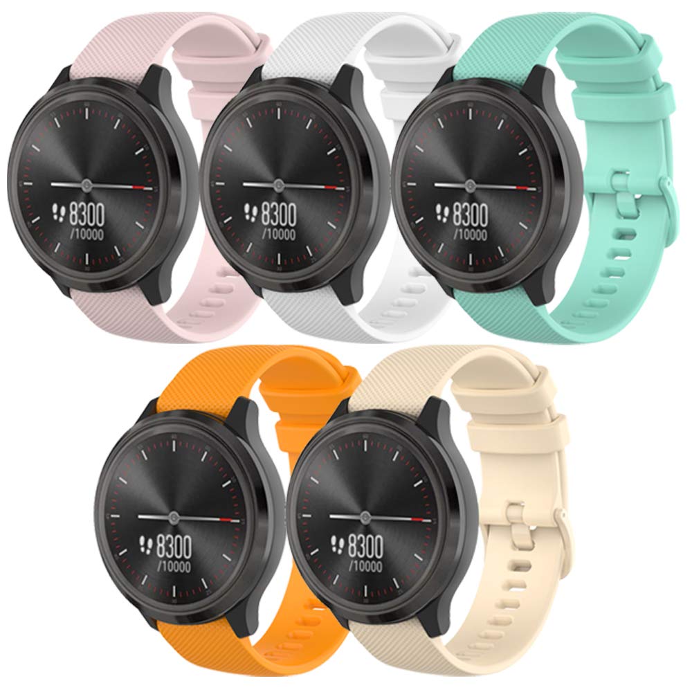 Band for Garmin Vivomove Sport, Soft Silicone Replacement Watch Band for Garmin Vivomove Trend/3/Luxe/Style/HR Sport Style (20mm Width)