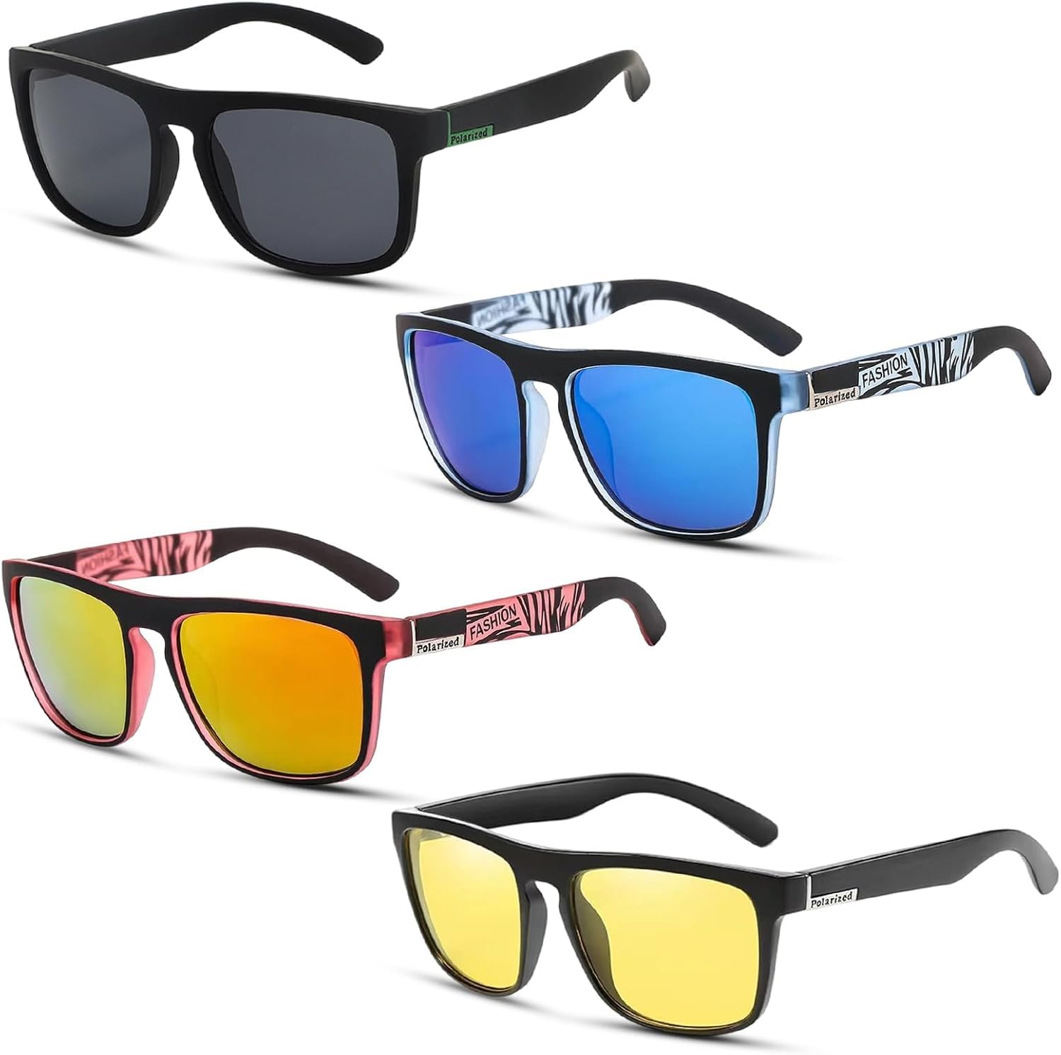 4 Pares Gafas de Sol Hombre Polarizadas, Gafas Polarizadas Pesca, Protección UV400 Polarized Sunglasses para Conducir, Pesca, Ciclismo.