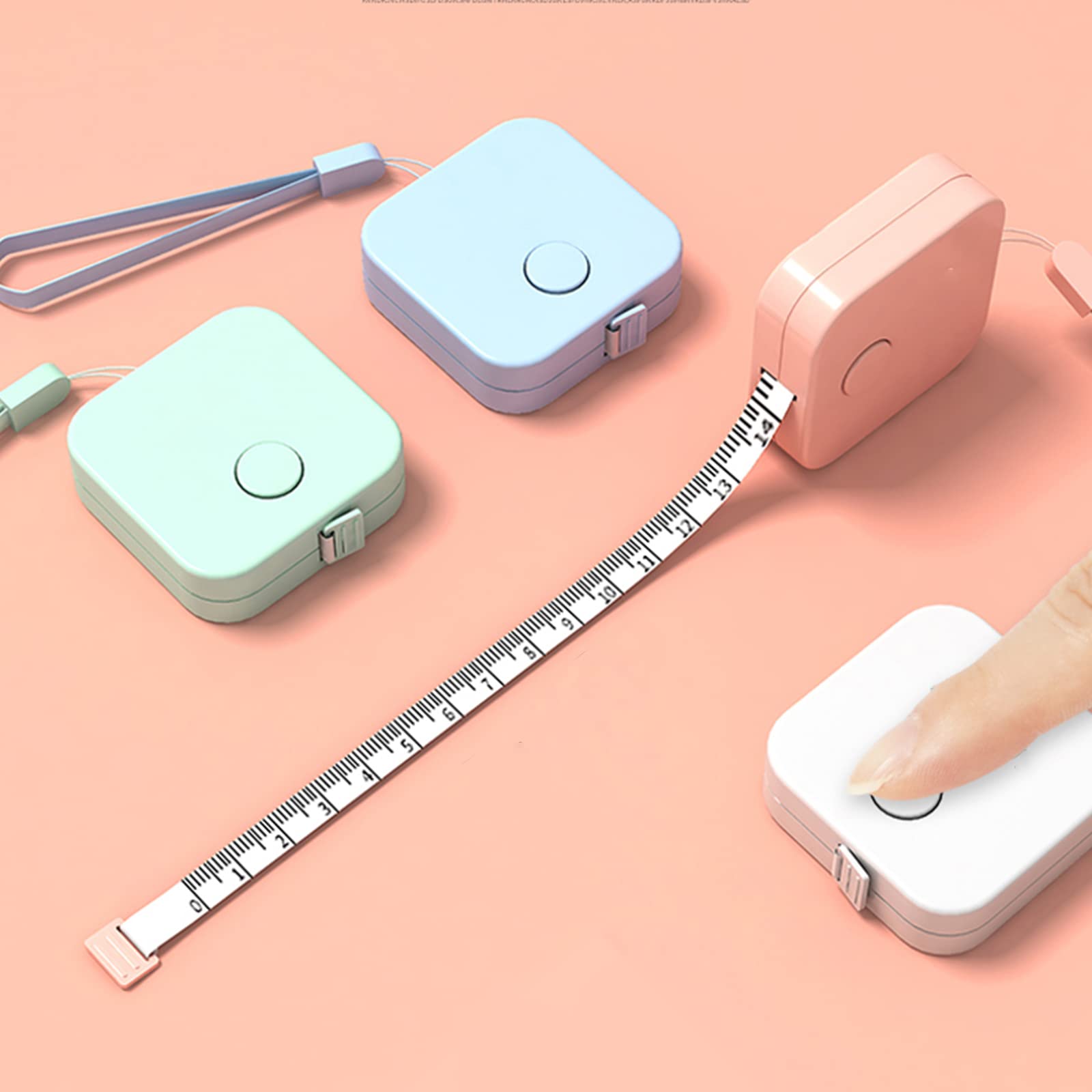 Wolpin Measuring Tape 1.5m Peach | Portable Plastic Double Sided Ruler Tape | Inch & Cm Mini Measurement Tape for Body Clothing Tailoring | Lightweight Handy Measuring Tool