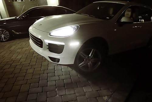 Miniatura 5 de iJDMTOY Kit de luz de marcador lateral de parachoques LED blanco con lente ahumada europea, compatible con Porsche Cayenna 2015-2018, alimentado por