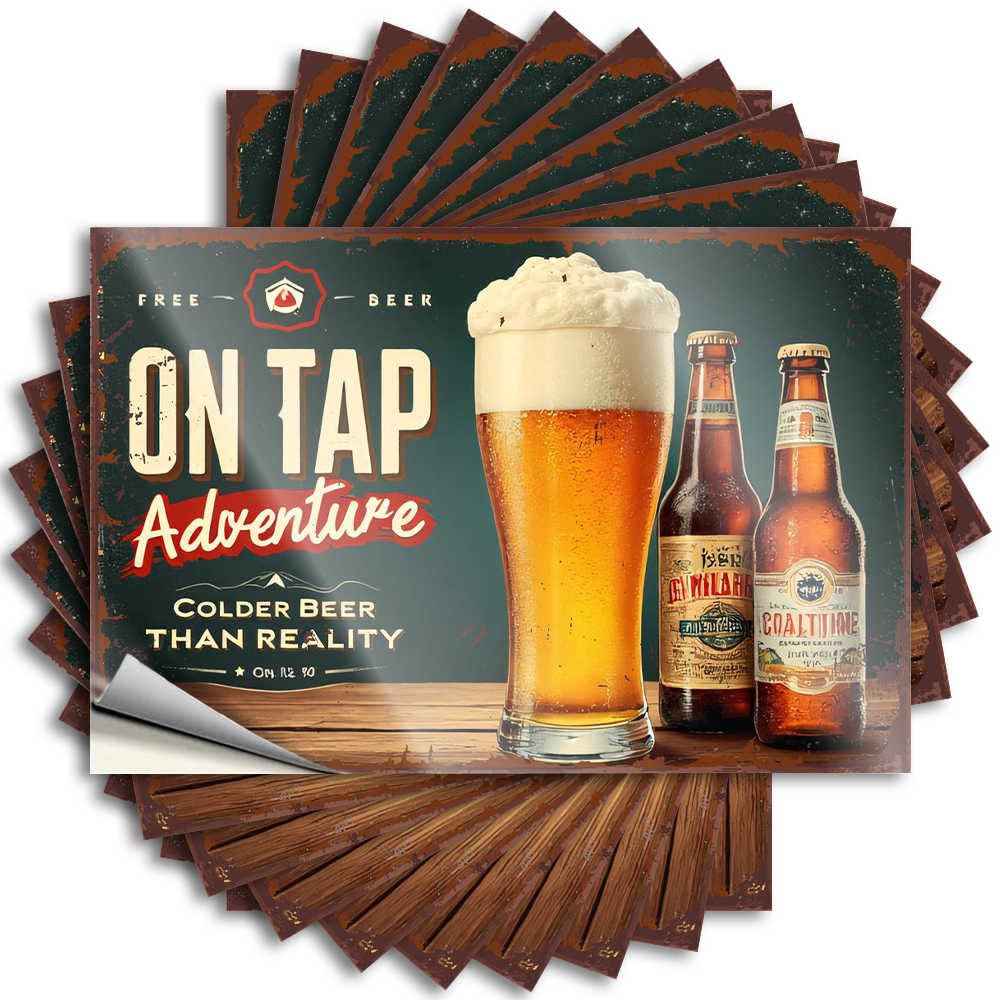 Tattoos Man CABE Decor Easy Apply | Free Beer On Tap: Adventure Colder Than Reality Cool Laptop Peel and Stick(8X12CM)