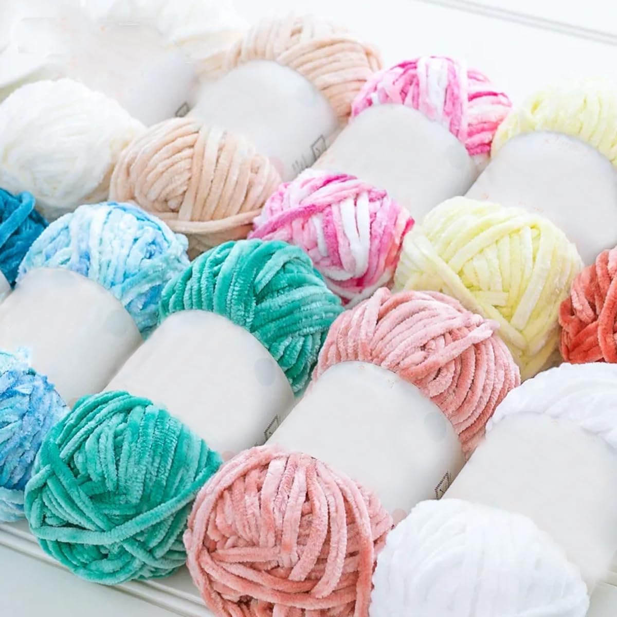 Włóczka Super Chunky Yarn, Włóczka Chunky Velvet Chenille w opakowaniu 3 szt., 100 g, do robienia na drutach i szydełkowania
