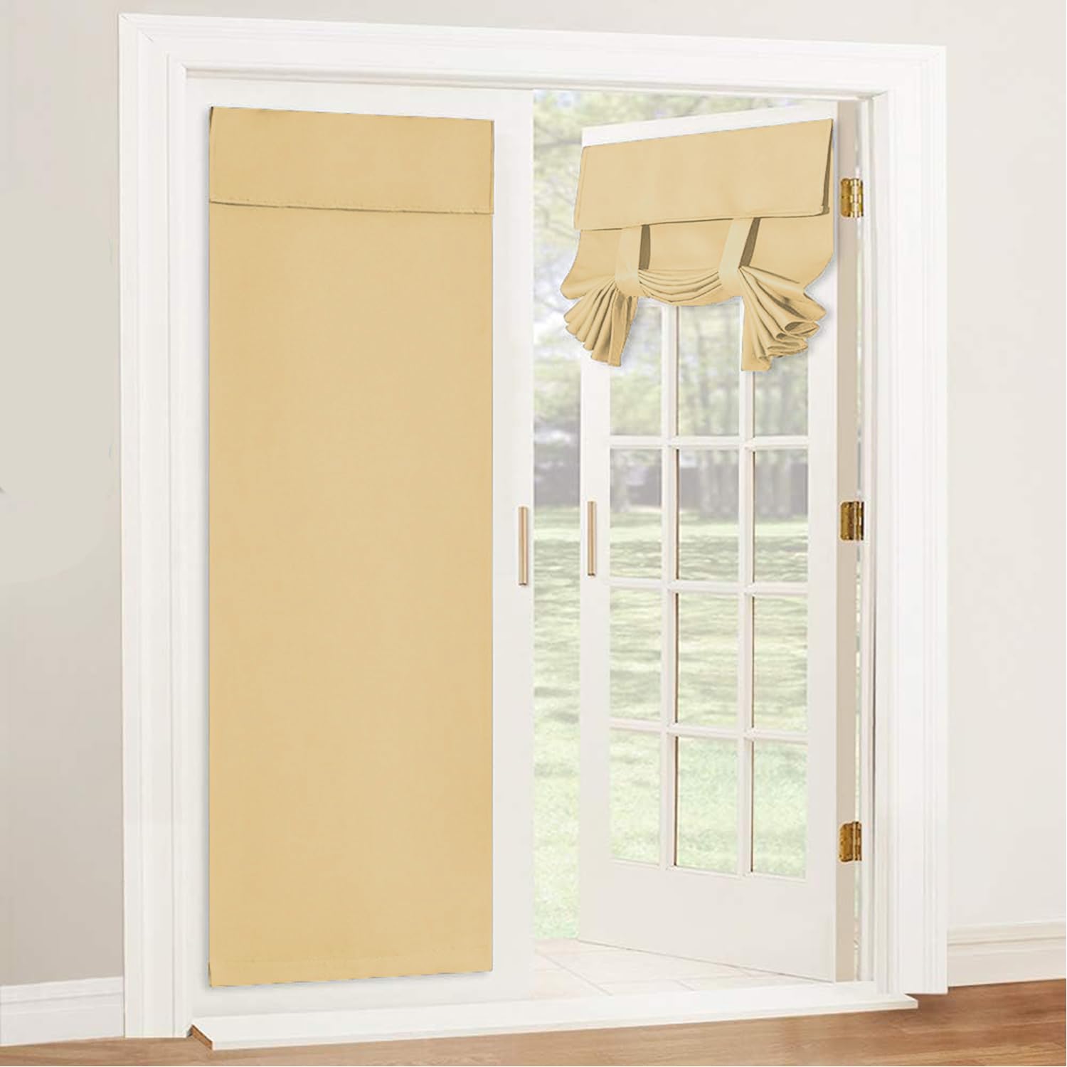 Kebinmaoyi French Door Curtain, Blackout Door Curtain, Polyester,Privacy and Decor, For Glass Door,Bedroom,Office,Beige,40"x76"