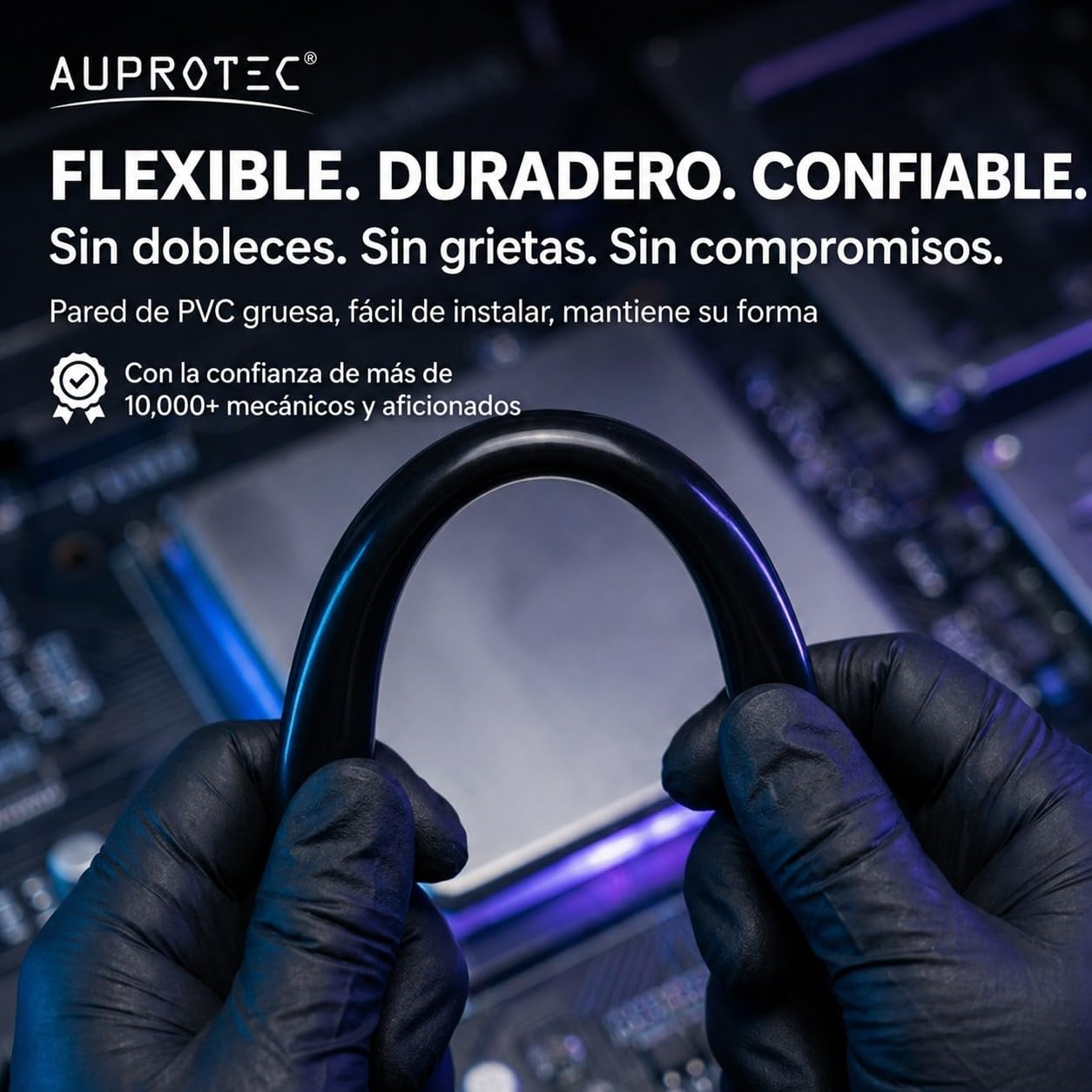 AUPROTEC Funda de Cable Negra 16mm x 10m I PVC Flexible y Aislante I protección para Cables en Uso automotriz y eléctrico I Negro