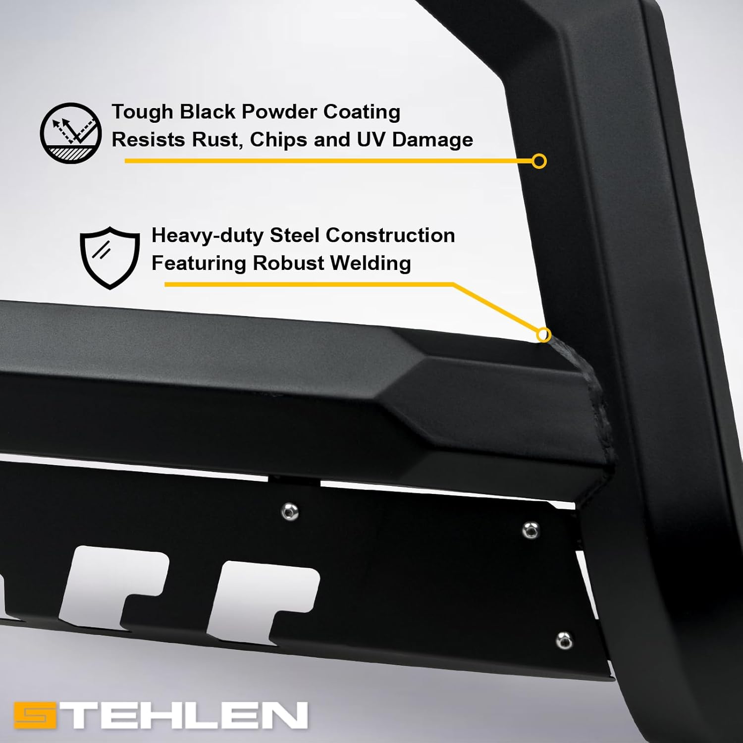 Stehlen 642167836407 Compatible with 2021-2025 Ford Bronco Advance Series Angular Bull Bar Guard with Skid Plate - Matte Black