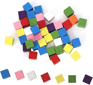 Colored Cubes, 2 Sets Pine Wood Colored Blocks Children Geometry Enlightenment Early Education Toy for Puzzle Making Crafts and DIY Projects[15mm] Counting