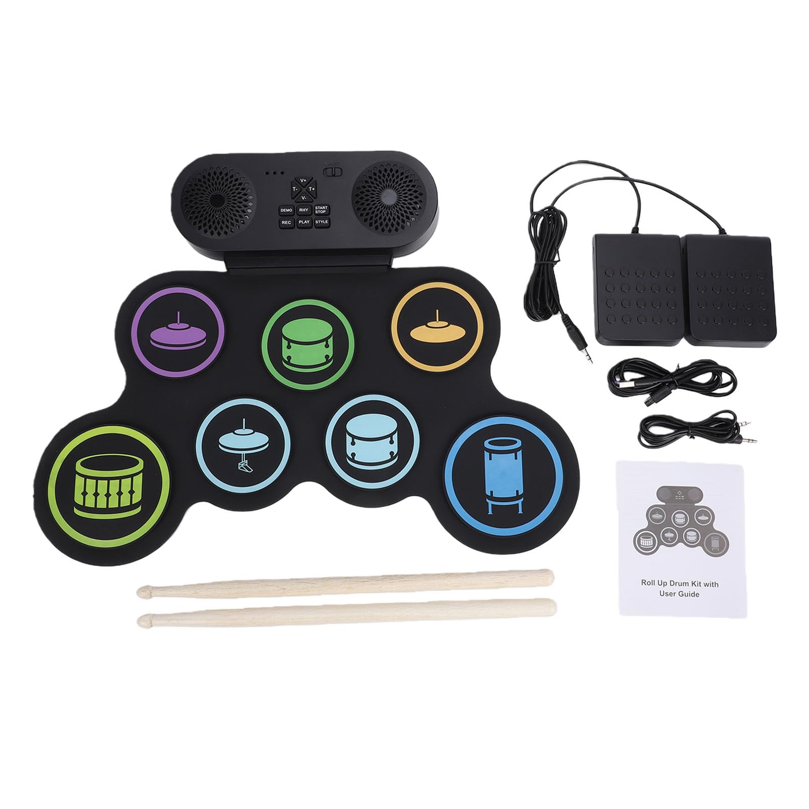 Cosiki Set di Batteria Elettronica Portatile in Silicone con connettività Bluetooth per Appassionati di Batteria - Pad per Esercitarsi con 9 Batterie per Sessioni Private e di Gruppo
