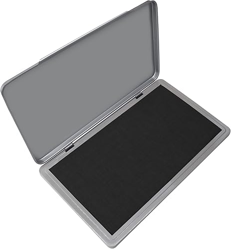 Almohadilla de sello de metal tamaño grande, color negro - Tamaño 3 "x 6" - Elige entre 15 colores de tinta