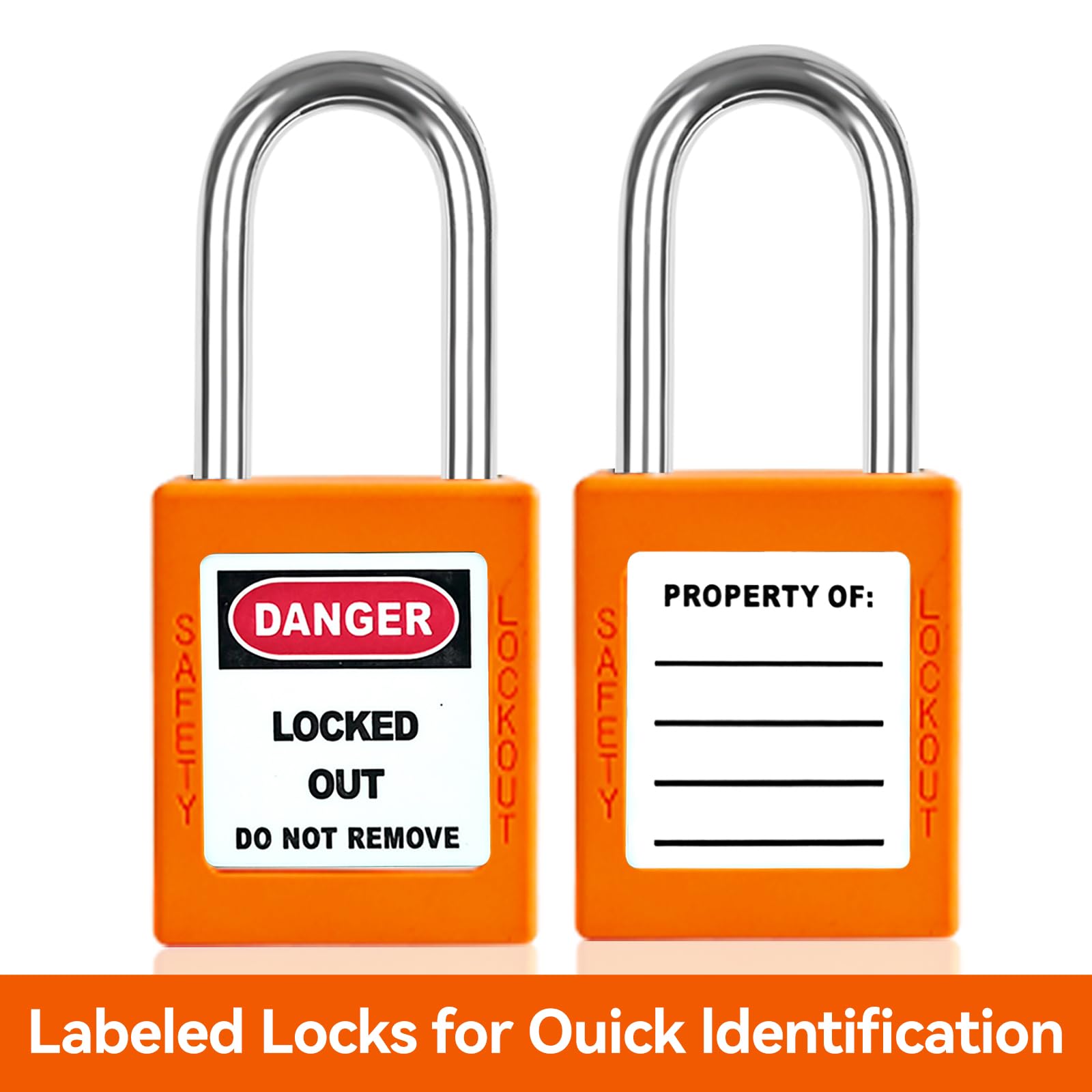 Juego de 10 cerraduras de bloqueo de loto naranja, 2 llaves por cerradura, candados de bloqueo compatibles con OSHA, candados de seguridad para kits de etiquetado de bloqueo eléctrico,