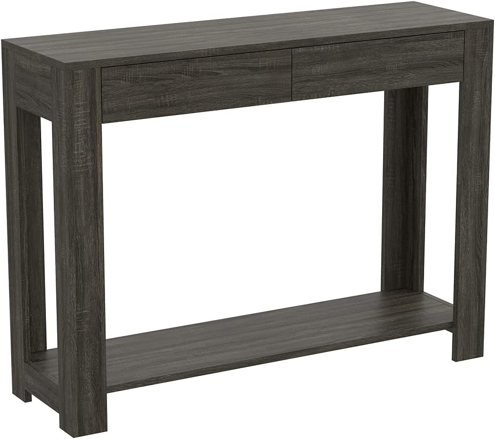 Safdie & Co. - Gray Console Table with 2 Drawers, Wood Hallway Table with Drawers, Use As Doorway Table, Hallway Desk, or Accent Furniture for Decorating Foyer, 40 x 12 x 30 Inches Grey