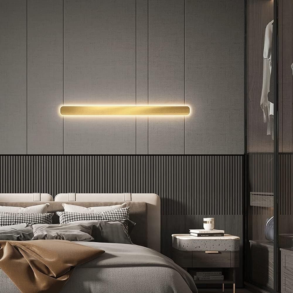 Złota liniowa lampa sufitowa, czarna lampa ścienna LED, ściemniana lampa do przedpokoju LED, biała, długa liniowa lampa sufitowa, lampa wisząca - złota - 80 cm