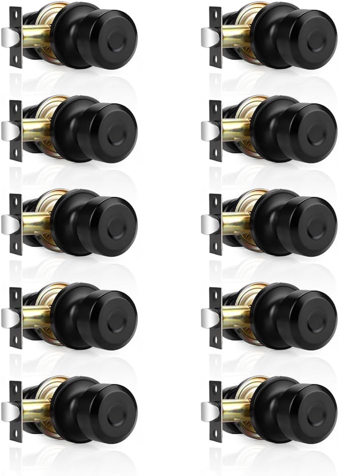 Probrico Passage Matte Black Door Knobs Closet Hallway Door Knobs No