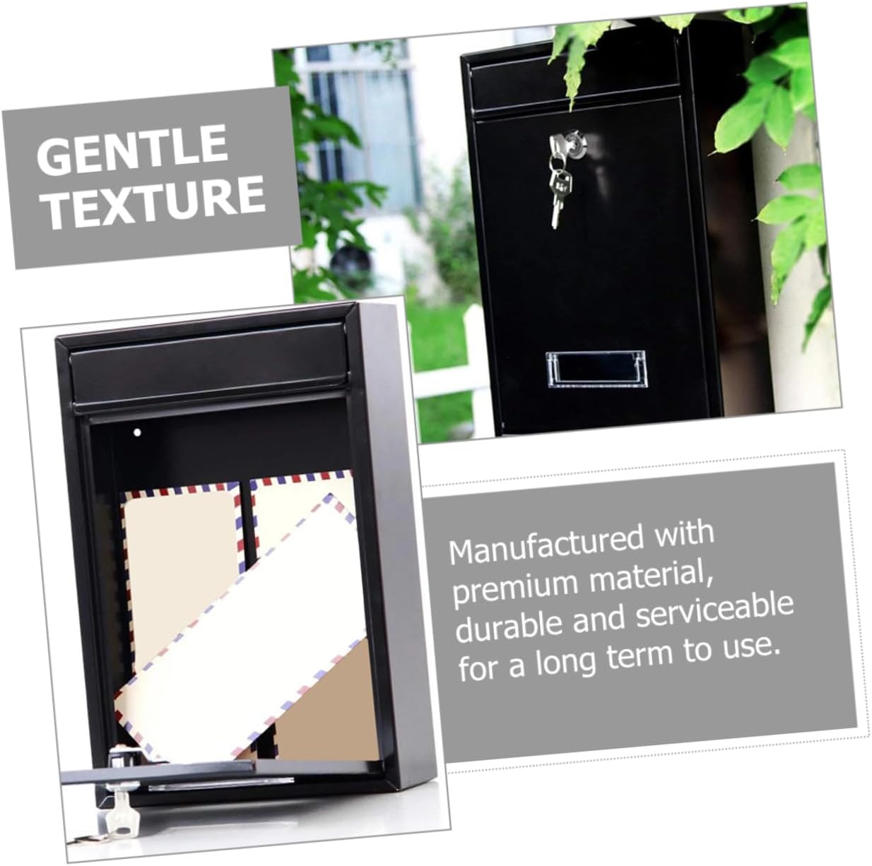 Metal Mailbox for Porch Outdoor Deck Wall-Mounted Letter Box Multi-Functional