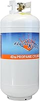 Vista 3 de Flame King YSN-401 cilindro de acero para gas propano con válvula con dispositivo de protección contra desborde tipo 1, 40 libras.