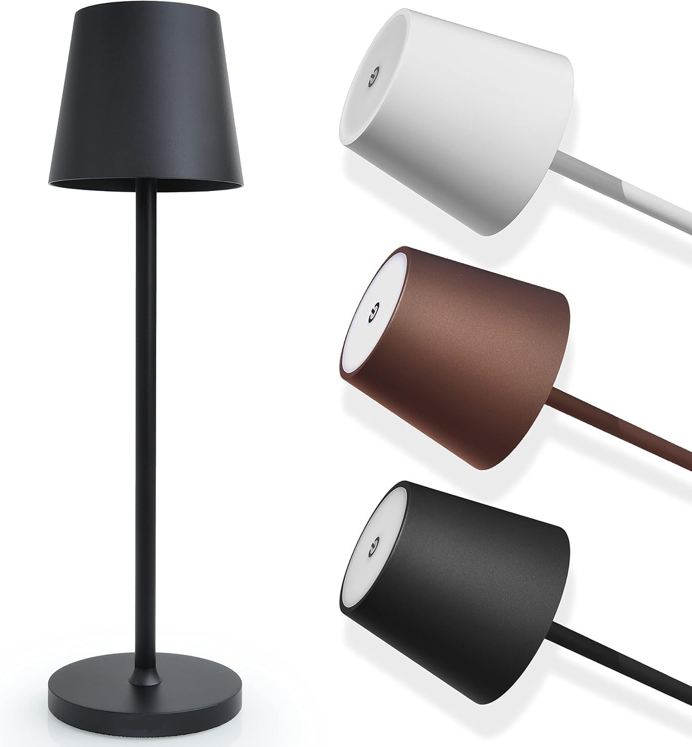 SMART-J Lampada Ricaricabile LED da Tavolo Easy Circle – 3 Temperature di Luce, 6 Ore di Autonomia, Design Moderno, Interruttore Touch, USB Ricaricabile (Nero)