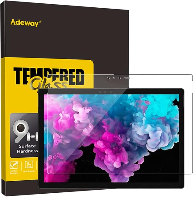 Adeway Screen Protector for Microsoft Surface Pro 6/5/4-12.3 inch,Compatible with Surface Pen, Tempered Glass,Precise Cutouts,Scratch Resistant