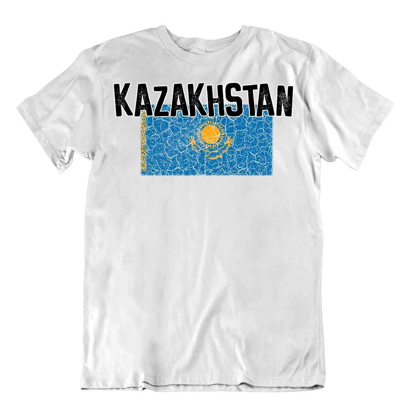 Flag T-Shirt Kazakhstan Fashion Country Souvenir Gift Tee Pride Logo Casual T-Shirt Half Sleeve Round Neck Printed Men's t Shirt(_XXL) White