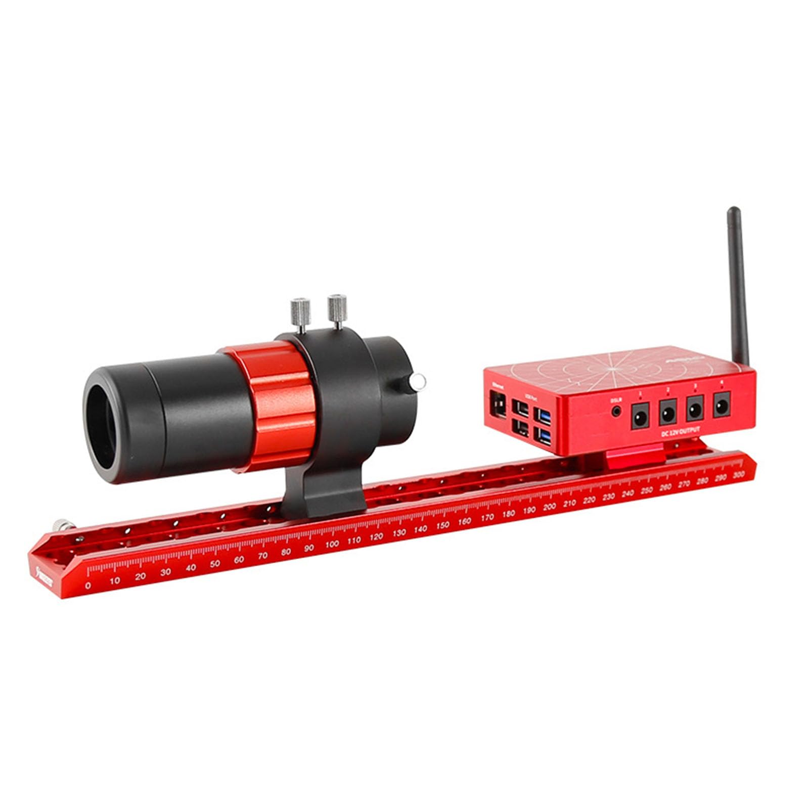 Astronomisches Teleskop Schwalbenschwanzplatte,Vixen Style Guide Zielfernrohrhalterung, 2-in-1 Dual-Slot-Aluminium-Legierung Schiene für Astrofotografie, rot, 120–445 mm verstellbare Länge (120mm)