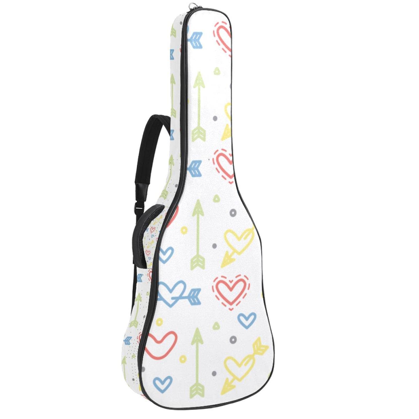 Akustikgitarrentasche Wasserdichter Gitarrenrucksack Dicke Weich Gepolstert Blau Geometrisches Blumenmuster Dreieck Muster Konzertgitarre Tasche, Farbe7, 42.9x16.9x4.7 in, Taschen-Organizer