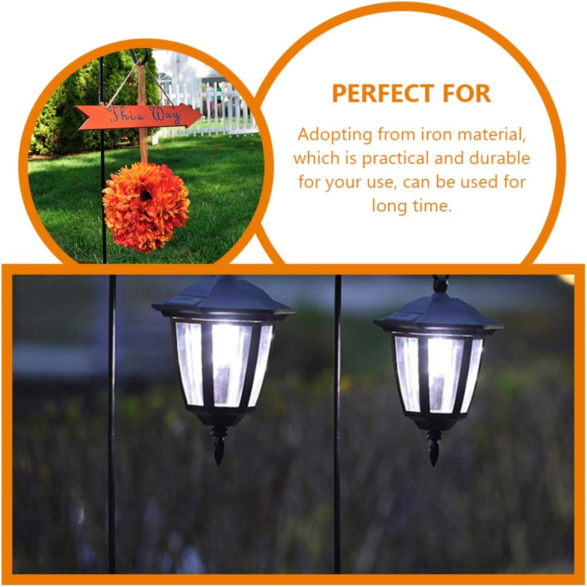 6pcs Iron Solar Garden Hook Shepherd Hooks for Outdoor Lights Stakes for Solar Garden Lights Hanging