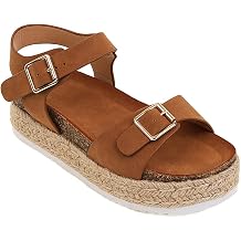 mikarka Women's Open Toe Cork Espadrilles Platform Sandals Ankle Strap Casual Flatform Wedge Sandals