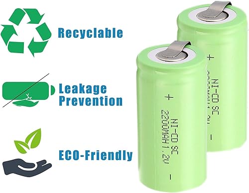 Miniatura 6 de Ni-Cd 1.2V 2200MAH Batería Recargable Sub C SC Baterías (Verde* 6)