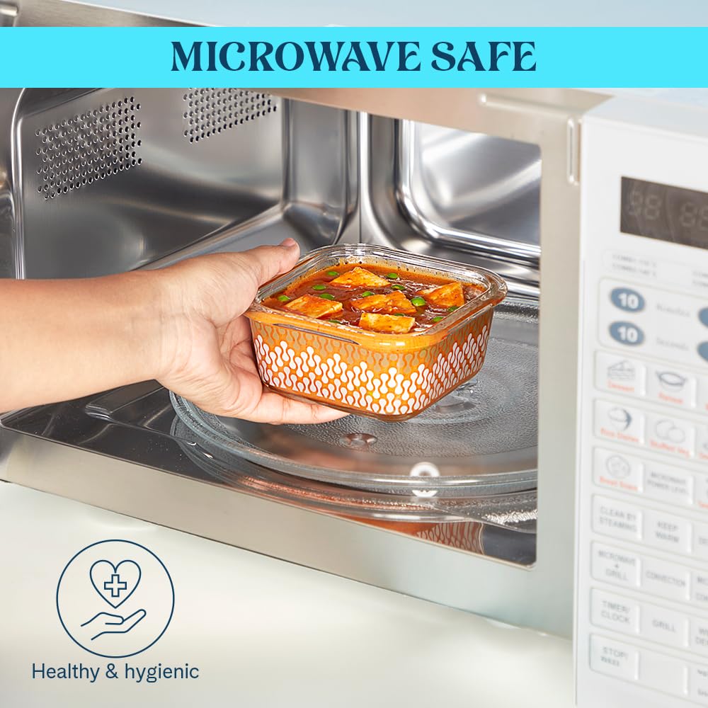 Larah Glass Lunchbox - Leakproof & Microwave Safe -5