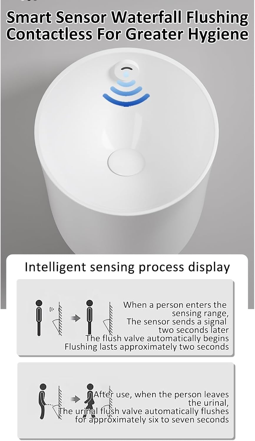 Wall Mounted Urinal Sensor Flush Urinal for Men with Built-in Sink Universal Washout High Efficiency Urinal Splash-Proof for Small Bathrooms & Restrooms(Gray)