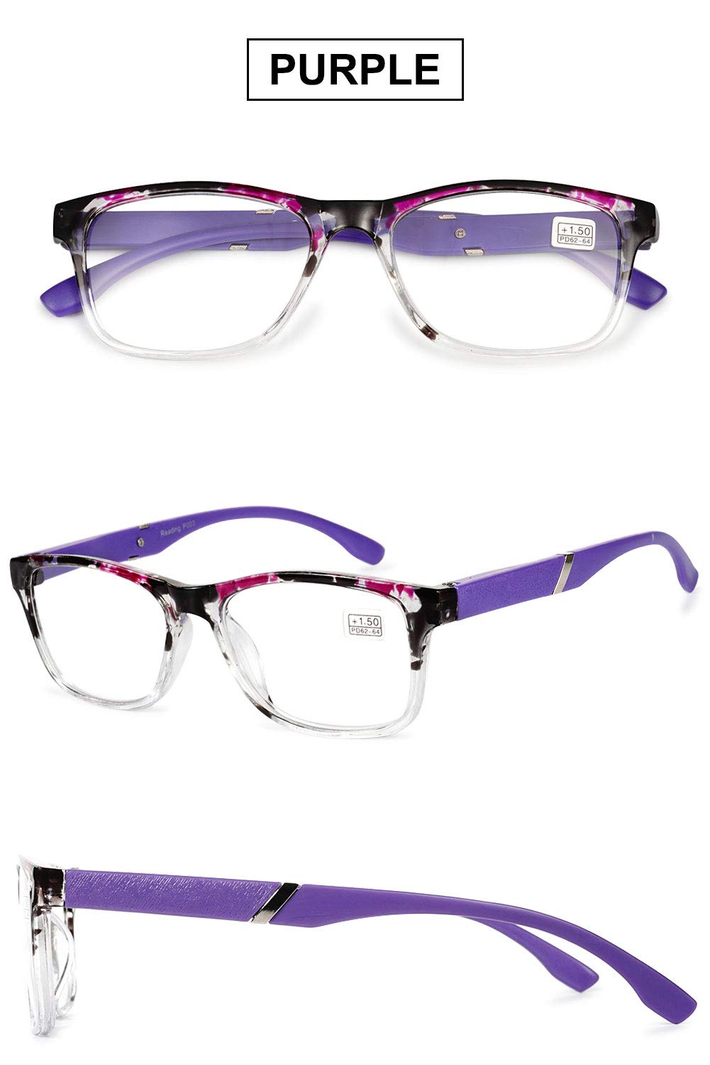 VEVESMUNDO Gafas de Lectura Mujer Hombre Flores Vintage Moda Presbicia Leer Graduadas Vista Lejos 1.0 1.5 2.0 2.5 3.0 3.5 4.0 Negro Azul Gris Blanco Naranja Morado (3.0, 6 Gafas)