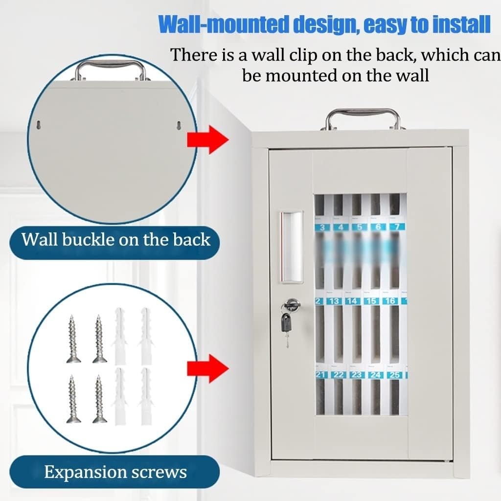 Cell Phones Storage Safe Deposit Box, with Handle Storage Cabinet, Wall-Mounted Cell Phones Storage Cabinet Pocket Chart Storage Locker Box,for Office Classroom,Silver-36