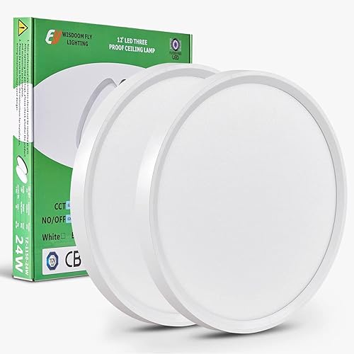 Miniatura 1 de Paquete de 2 luces LED de techo empotradas de 12 pulgadas, 32 W, 3480 LM, 3000 K4000 K6000 K CCT seleccionables, luz de panel plano redonda de bajo