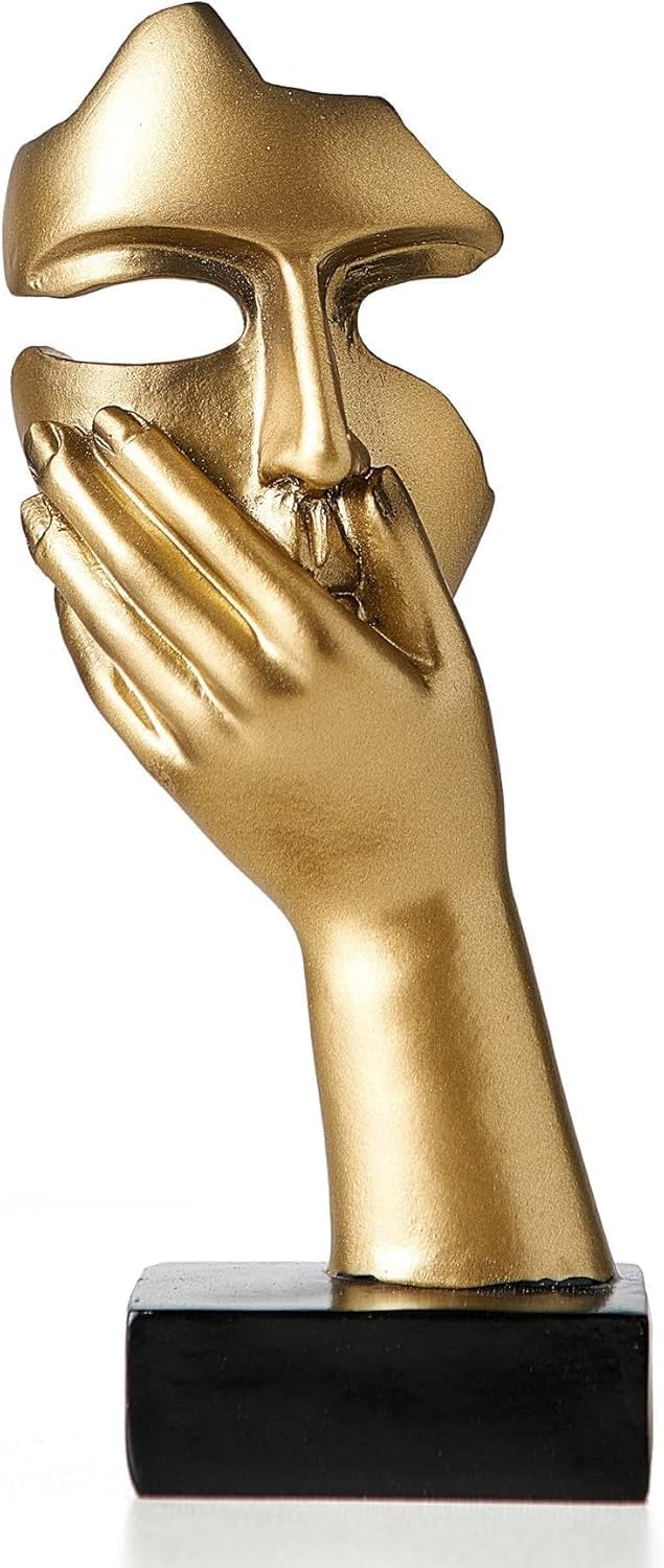 Joyzzz Gold Thinker Statues, Elegant Women Face Sculpture Decor Art, Modern Collectible Figurine for Living Room, Bedroom and Office Desktop Decoration