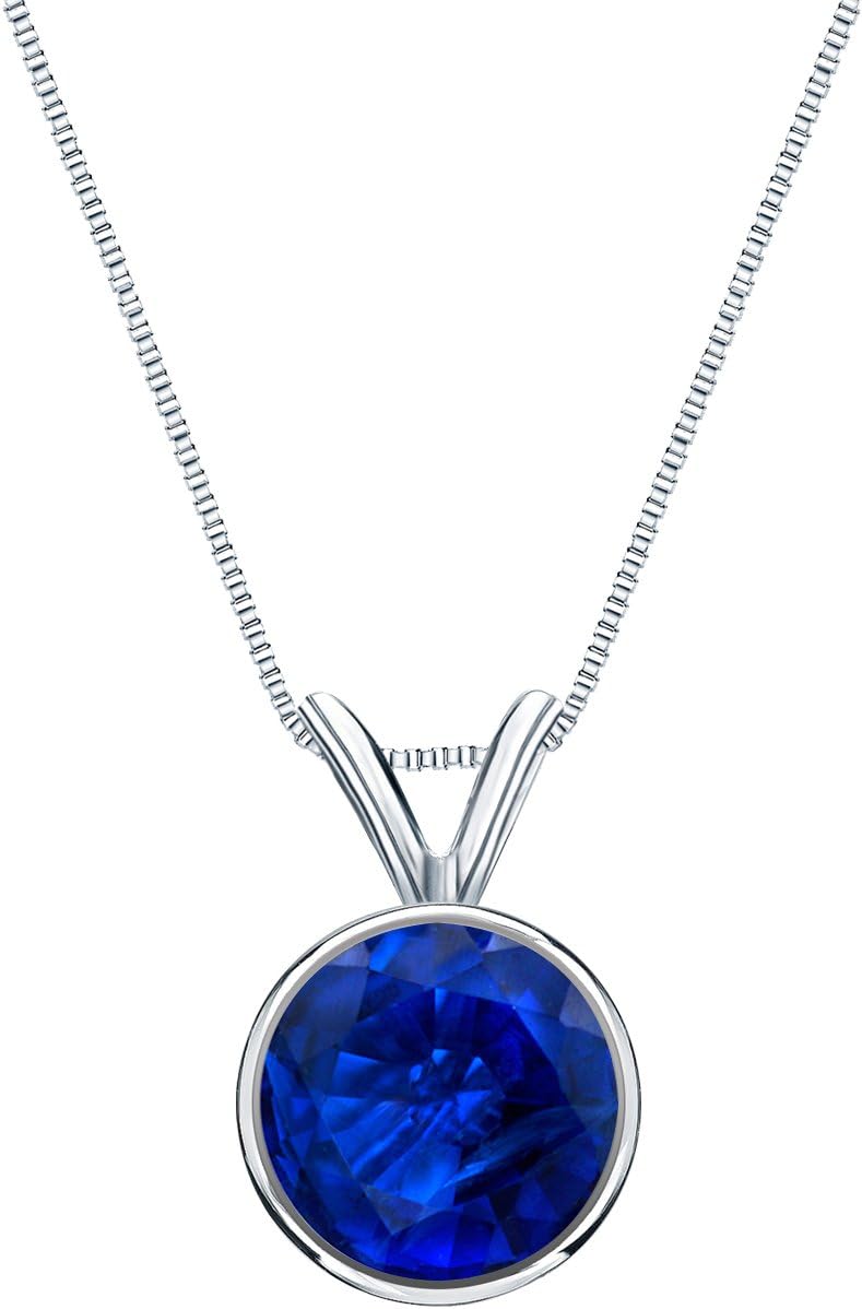 Diamond Wish 14k Gold Blue Sapphire Gemstone Solitaire Pendant Necklace (1/5-1cttw) 18-inch