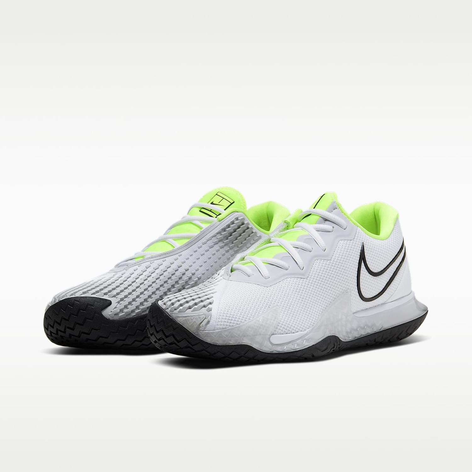 NikeCourt Air Zoom Vapor Cage 4 Men’s Hard Court Tennis Shoes (White/Volt/Pure Platinum/Black)