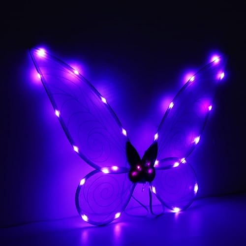 Miniatura 2 de Vestido de alas de hadas blancas iluminadas brillantes y transparentes accesorios de Halloween disfraz de alas de mariposa